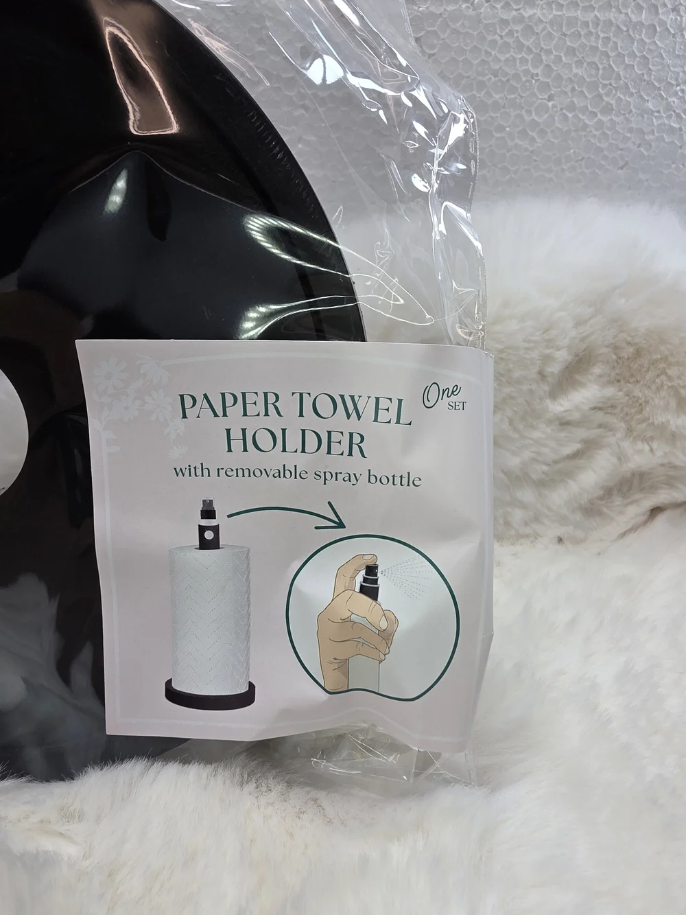 White Paper Towel Holder with Top Spray Bottle - Unbranded